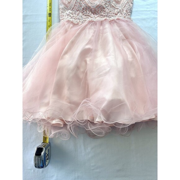 Fiesta Fashion Prom Small Peach Sequence‎ Knee High Sleeveless Flare Dress - Picture 5 of 9